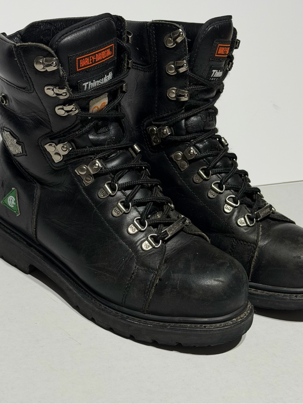 Harley-Davidson Black Leather Lace-Up Men’s Steel-Toe SA Certified Biker Boots